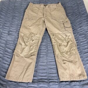Blaklader Workwear Men 38x30 Khaki Cotton Carpenter Cargo Pants Knee Pad Pockets